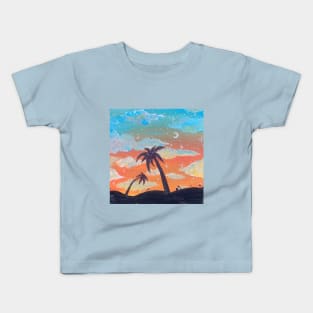 Palm Tree Sunset Painting Kids T-Shirt